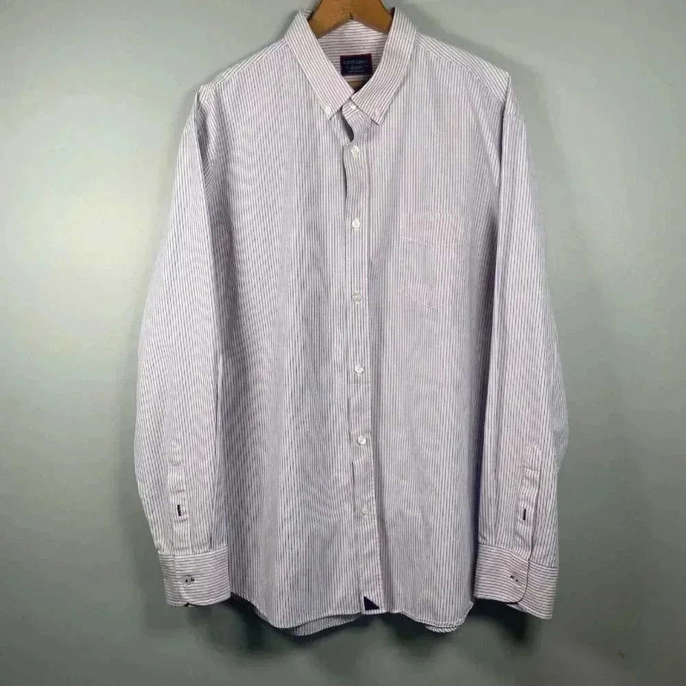 Untuckit‎ Button Up Shirt Mens Size XXL Slim Blue Pink Stripe Casual Long Sleeve